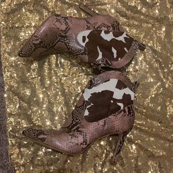Gianni Bini Ezlee Snake Cow Print Ankle Boots & Booties